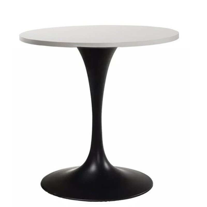 Стіл круглий білий Ø80 см на чорній металевій опорі Кармен R