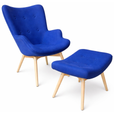 Крісло Флоріно з банкеткою синя тканина