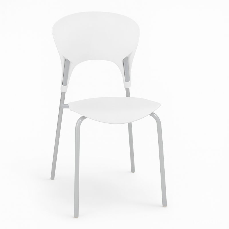Стілець Асторія з поліпропілену на металевому каркасі білий