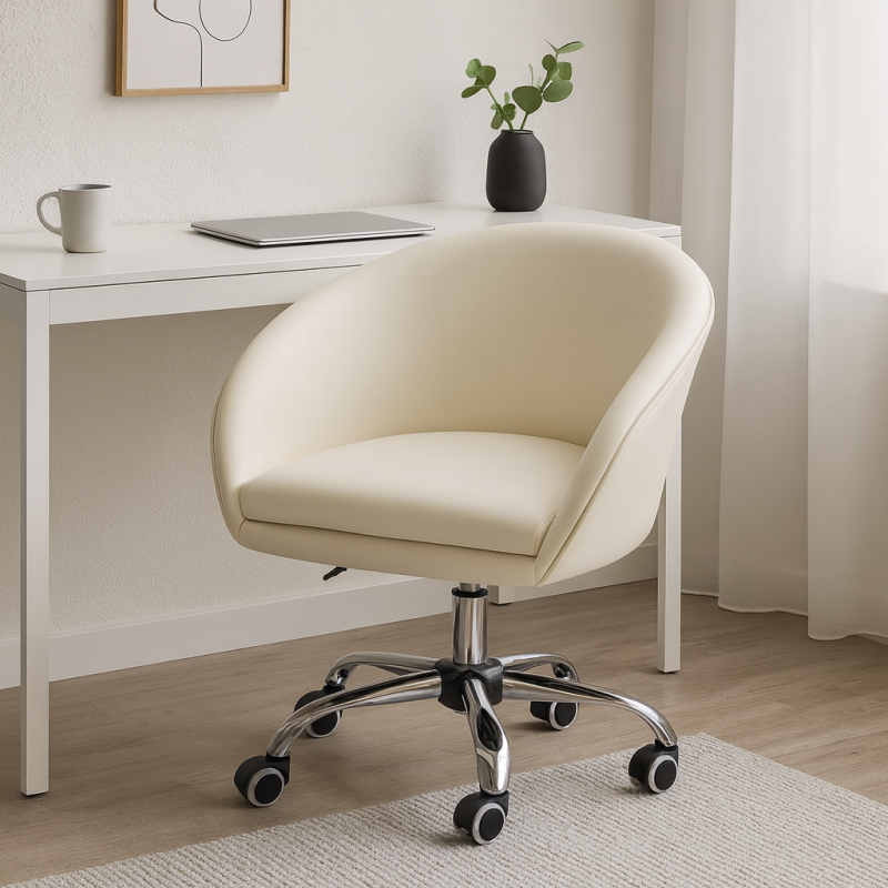 Крісло Мурат К з екошкіри з регулюванням по висоті, м'яке бежеве Мурат К