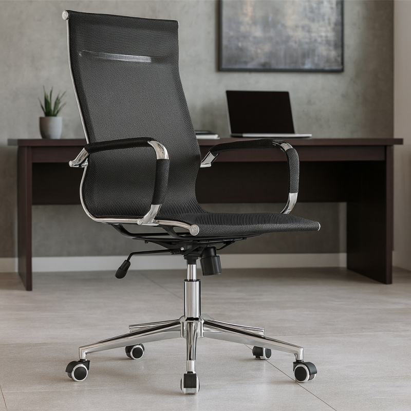 Офісне крісло ергономічне сітка чорна Невада