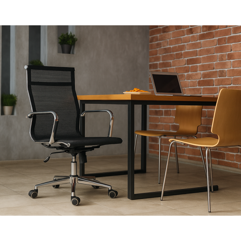 Офісне крісло ергономічне сітка чорна Невада