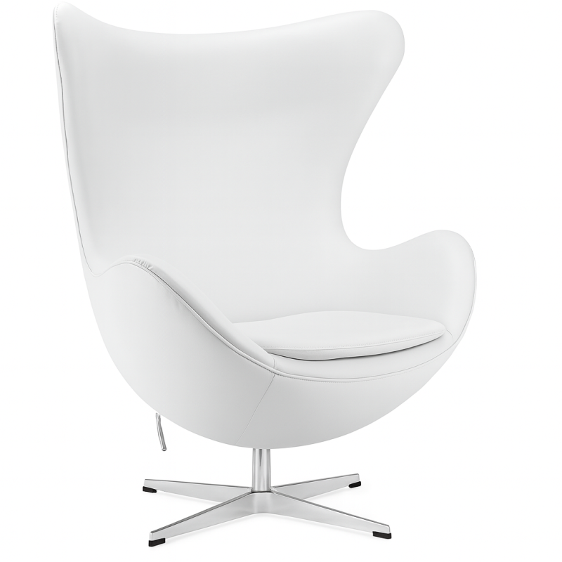 Дизайнерське крісло з екошкіри на металевій хрестовині біле Егг