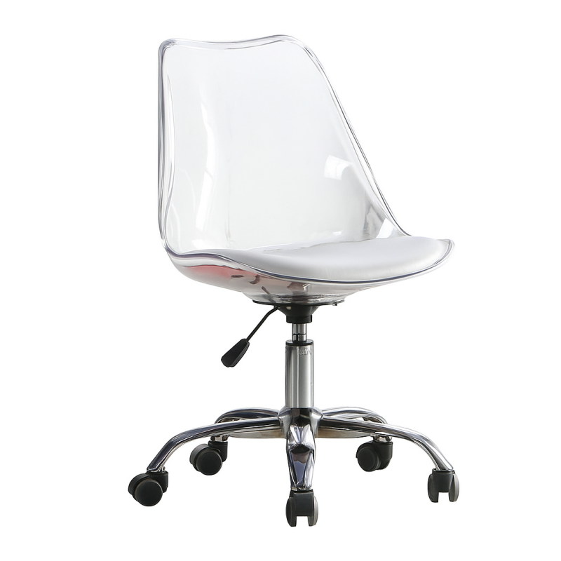 Прозоре офісне крісло з білим сидінням Астер