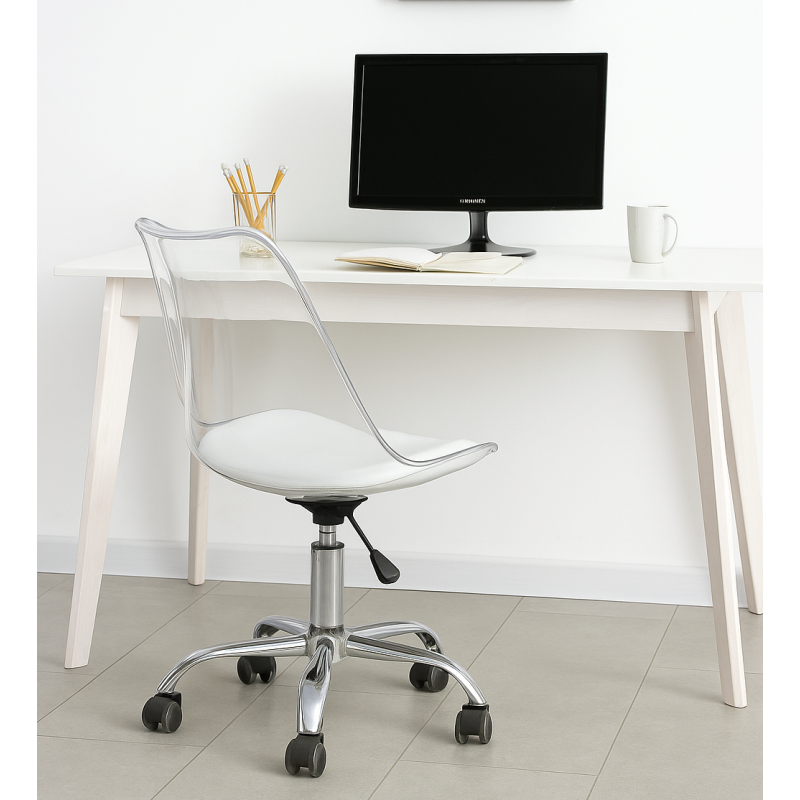 Прозоре офісне крісло з білим сидінням Астер