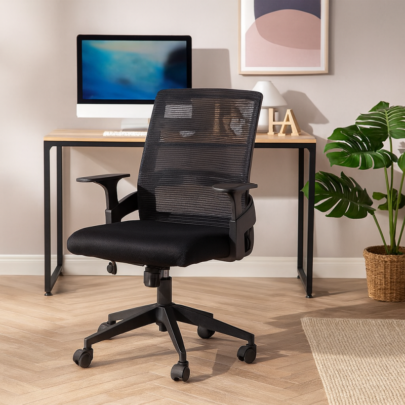 Офісне крісло чорне з високою спинкою Флорида