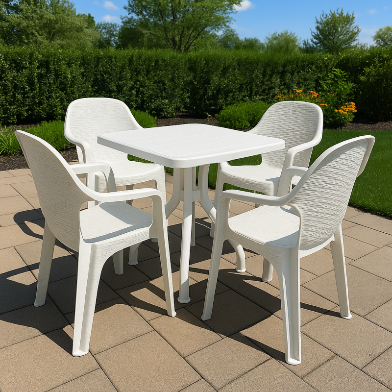 Стіл Прима пластиковий розкладний квадрат білий 80х80 см