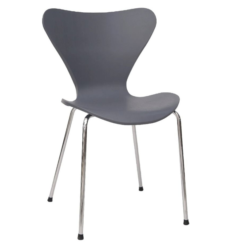 Пластиковий штабельований стілець Амм з сірого поліпропілену на хромованому каркасі