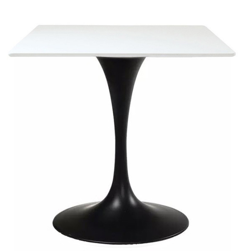 Стіл квадратний білий 80*80 см на чорній металевій опорі Кармен S