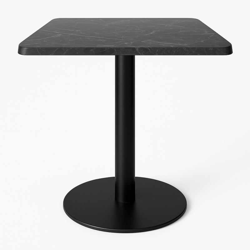 Квадратний стіл Сандро BL верзаліт чорний мармур з металевою основою