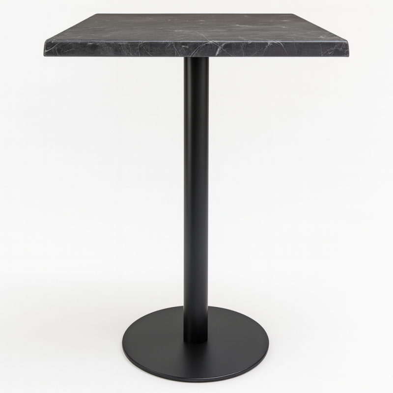 Стіл Сеніо BL високий квадратний 70×70 см із чорною стільницею верзаліт