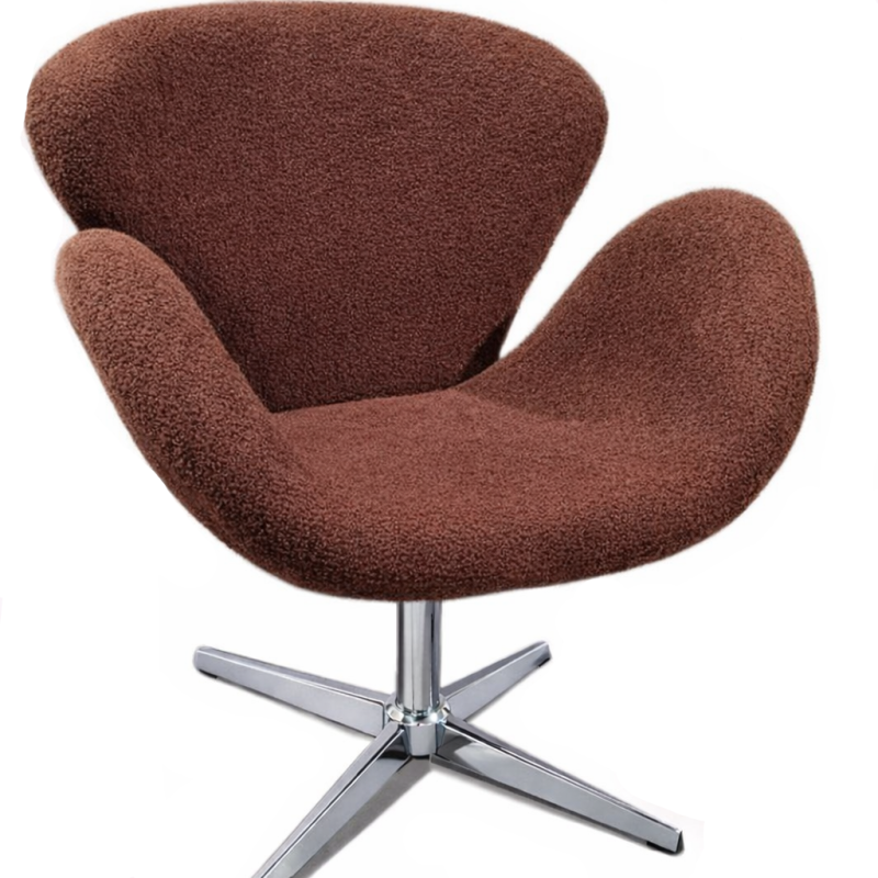 Крісло Сван у тканині букле з регулюванням висоти коричневе