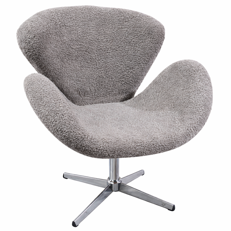 Крісло Сван у тканині букле з регулюванням висоти сіре