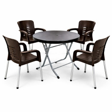 Комплект пластикових меблів 4 стільці Венус + круглий розкладний стіл Барі