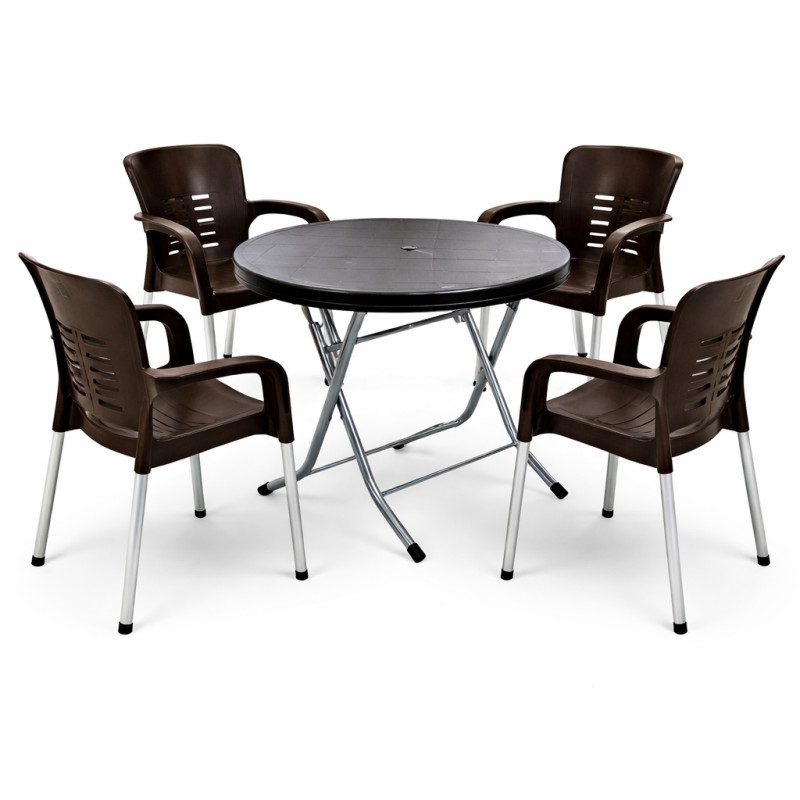 Комплект пластикових меблів 4 стільці Венус + круглий розкладний стіл Барі