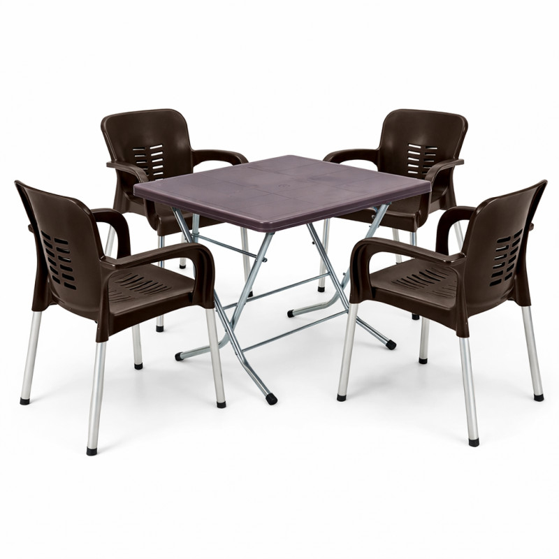 Комплект пластикових меблів 4 стільці Венус + розкладний стіл Барі