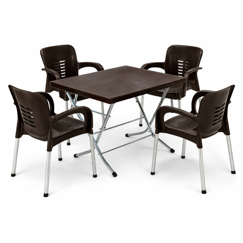 Комплект пластикових меблів 4 стільці Венус + прямокутний розкладний стіл Барі