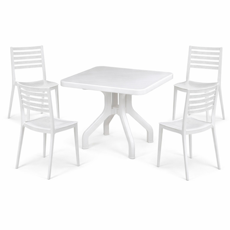 Комплект меблів 4 стільці Зара + складний білий стіл Прима GSDM