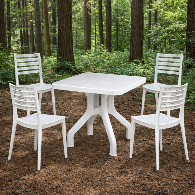 Комплект меблів 4 стільці Зара + складний білий стіл Прима GSDM