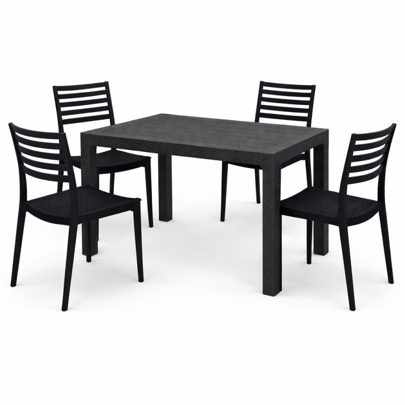 Комплект меблів 4 стільці Зара + садовий пластиковий стіл Лорі чорний
