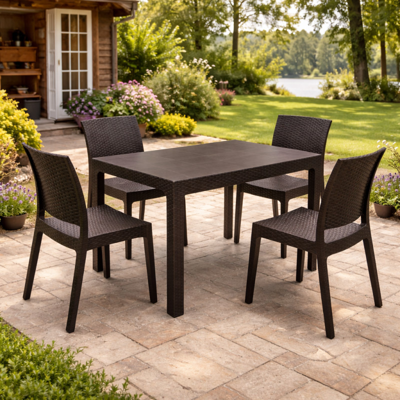 Комплект меблів 4 стільці Адам + садовий пластиковий стіл Лорі