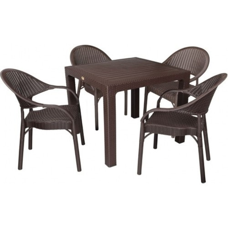 Комплект меблів 4 стільці Софія + квадратний стіл Олаф коричневий