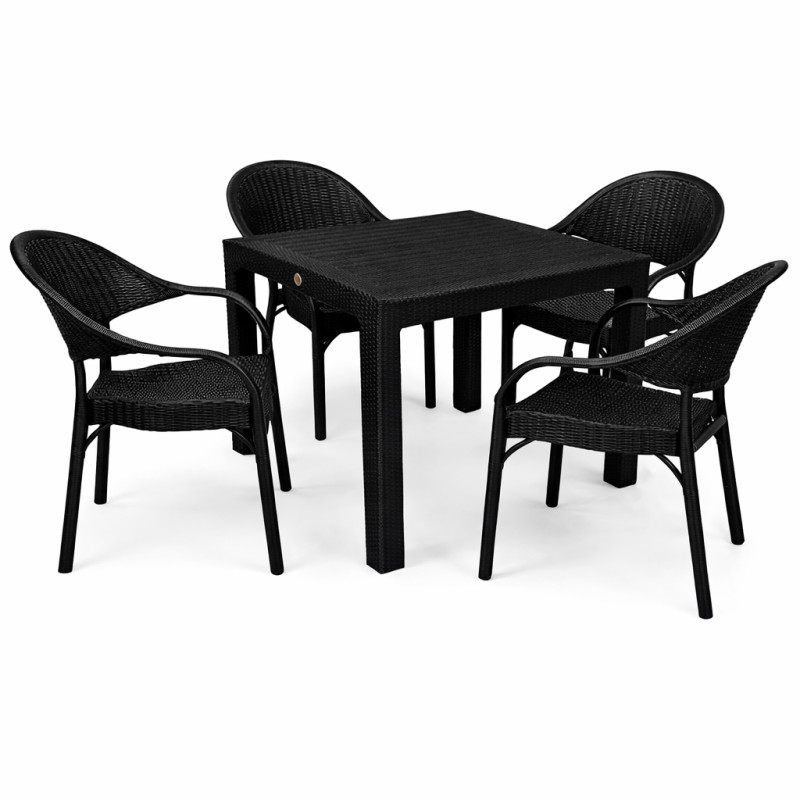Комплект меблів 4 стільці Софія + садовий стіл Олаф чорний