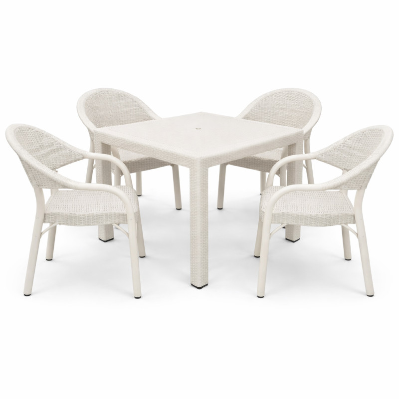 Комплект меблів 4 стільці Софія + садовий стіл Олаф білий