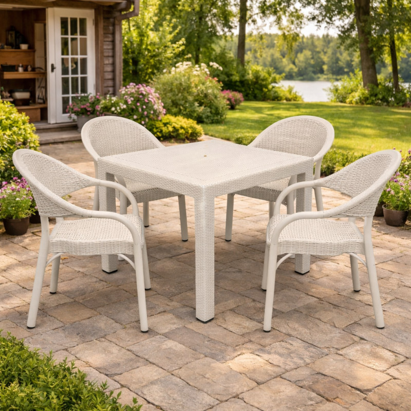 Комплект меблів 4 стільці Софія + садовий стіл Олаф білий