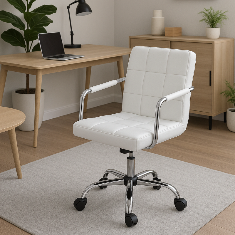 Крісло на колесах офісне біле Артур К