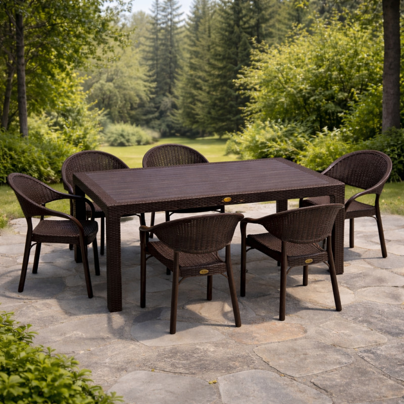 Комплект меблів 6 стільців Софія + пластиковий стіл Осло коричневий