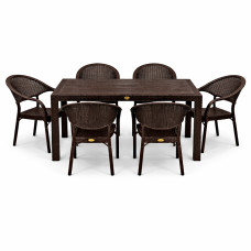 Комплект меблів 6 стільців Софія + пластиковий стіл Осло коричневий