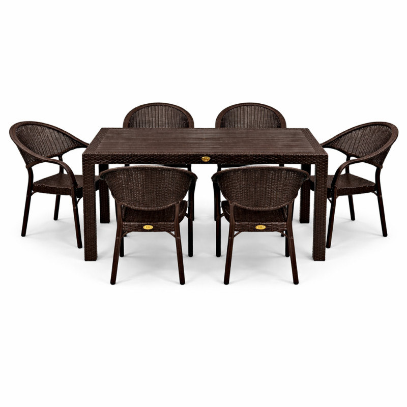 Комплект меблів 6 стільців Софія + пластиковий стіл Осло коричневий