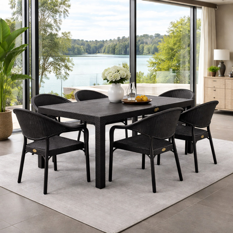 Комплект меблів 6 стільців Софія + пластиковий стіл Осло чорний