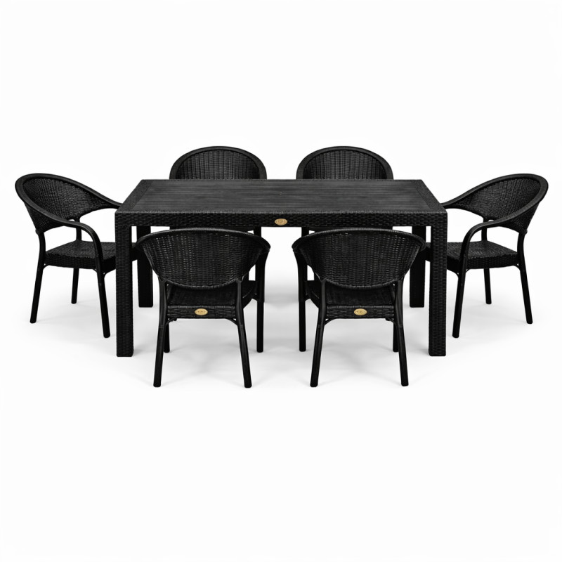 Комплект меблів 6 стільців Софія + пластиковий стіл Осло чорний