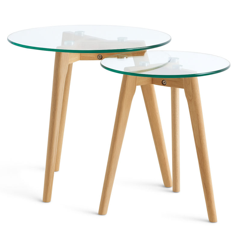 Комплект журнальних столиків Мілан зі скляною стільницею