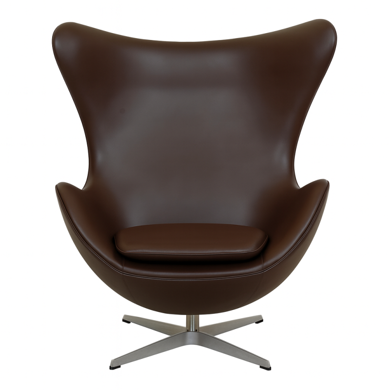 Дизайнерське крісло з коричневої екошкіри на металевій хрестовині Егг
