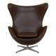 Дизайнерське крісло з коричневої екошкіри на металевій хрестовині Егг