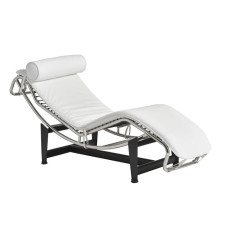 Шезлонг Лекор нержавіюча сталь, білий шкірозамінник