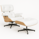 Крісло з отоманкою Релакс біла шкіра, колір дерева ясен