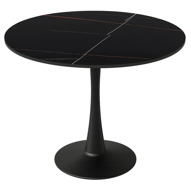 Круглий стіл з керамічною стільницею та металевою основою Ø90 см Тюльпан С