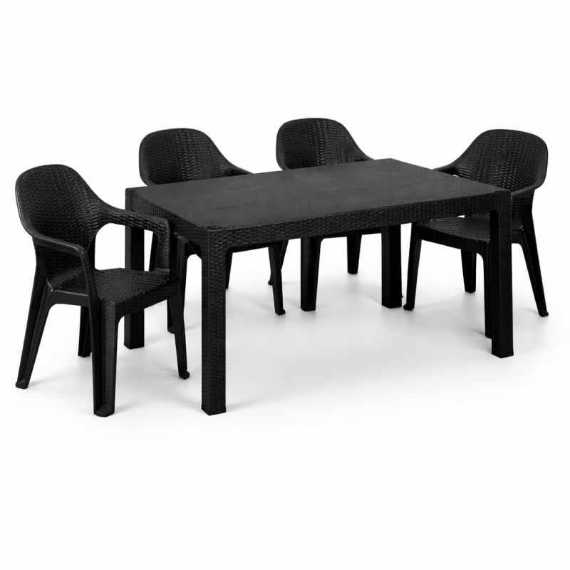 Комплект меблів 4 стільці Міла + пластиковий стіл Лорі чорний