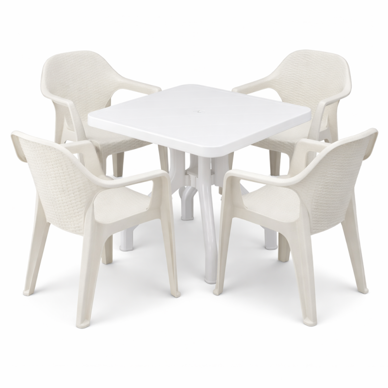 Комплект меблів 4 стільці Міла + складний стіл Прима білий