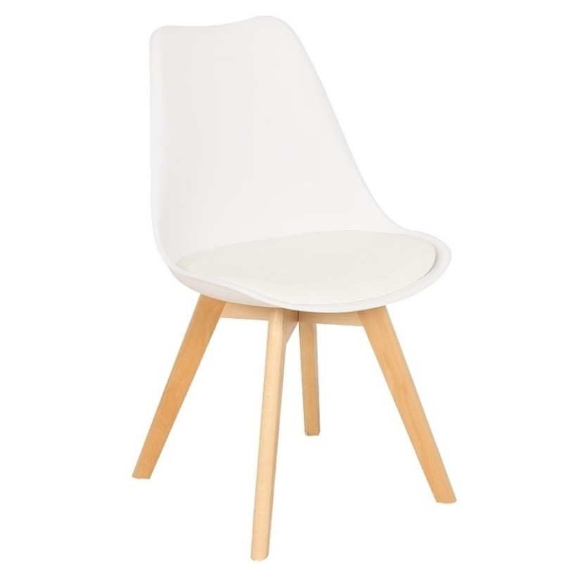 Стілець м'який обідній білий Тор